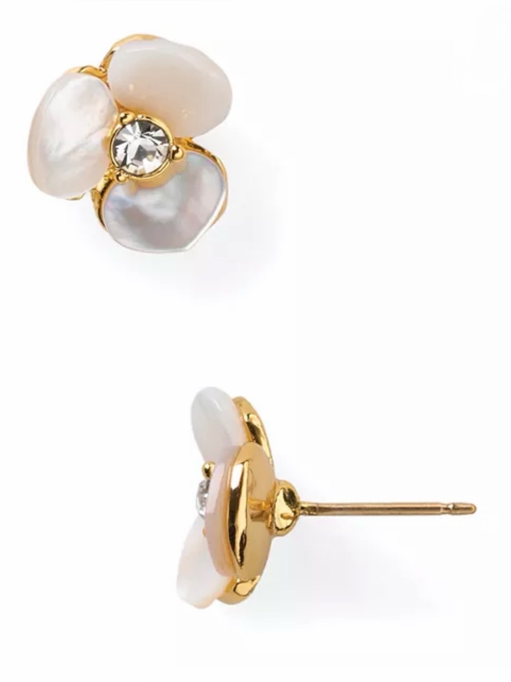 KATE SPADE New York Disco Pansy Cream & Gold Flower Stud Earrings